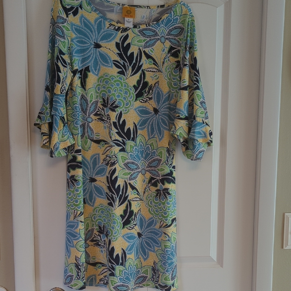 Ruby Rd. Blue Sheath Dress with Bell Sleeves